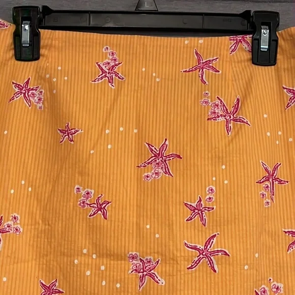 Lilly Pulitzer VTG Seer Sucker Scalloped Skirt Starfish sz. 10 - Picture 2 of 4